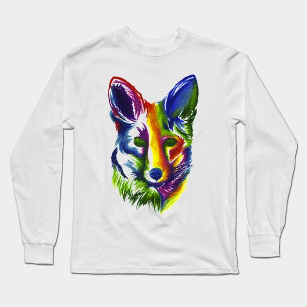Multicolored Fox Long Sleeve T-Shirt by ArtbyRosalie